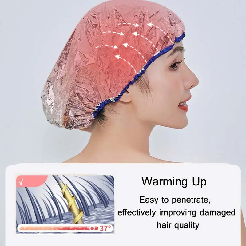 Multiple Use Hair Moisture Shower Cap Deep Conditioning Cap Aluminum Foil Hair Dye Cap Heating Cap Hair Treament Cap 3Pcs