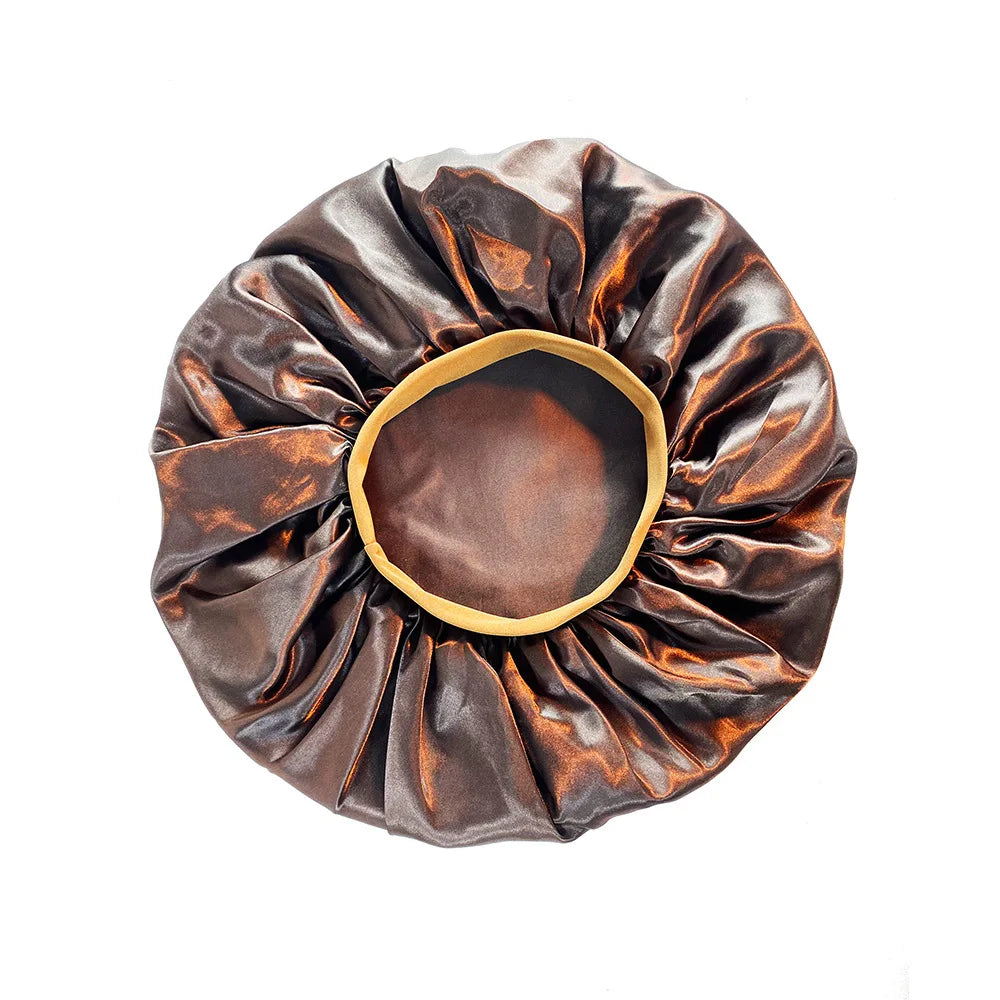 New Women Oversized Silky Hair Soft Elegant Bonnet Solid Color Satin Bonnet Sleeping Night Cap Elastic Shower Bath Hats