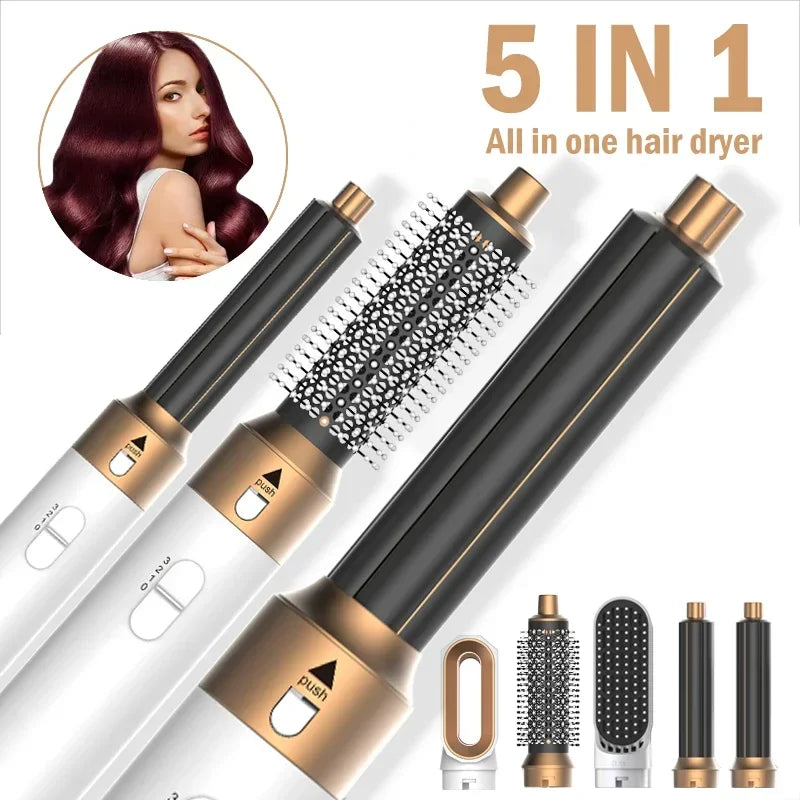 5 In 1 Hair Dryer Comb Set Professional Hot Air Styler For Hair Curling Straightening And Volumizing At Home hair straightener