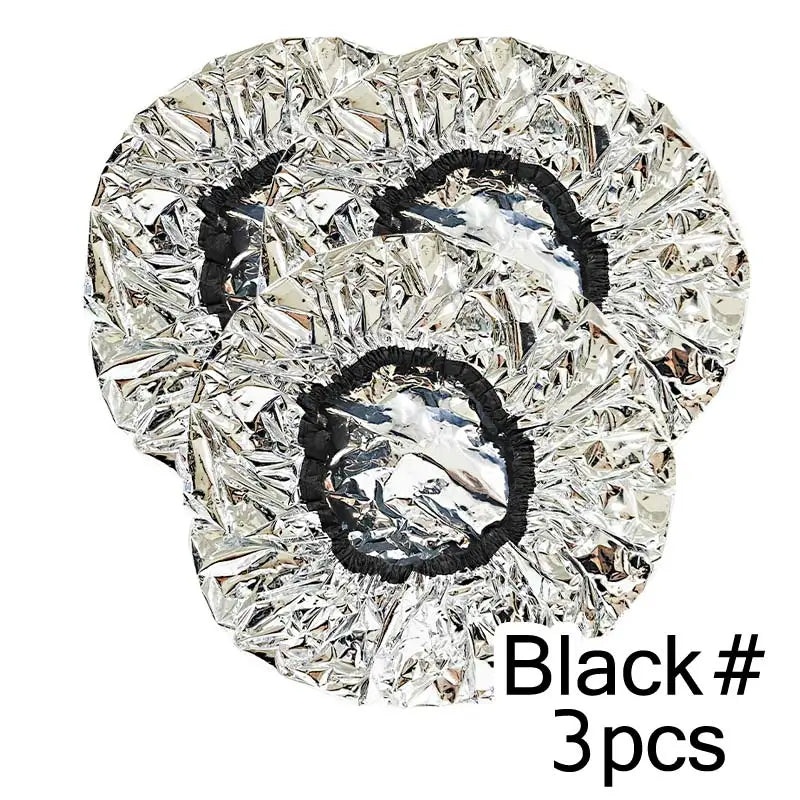 Multiple Use Hair Moisture Shower Cap Deep Conditioning Cap Aluminum Foil Hair Dye Cap Heating Cap Hair Treament Cap 3Pcs