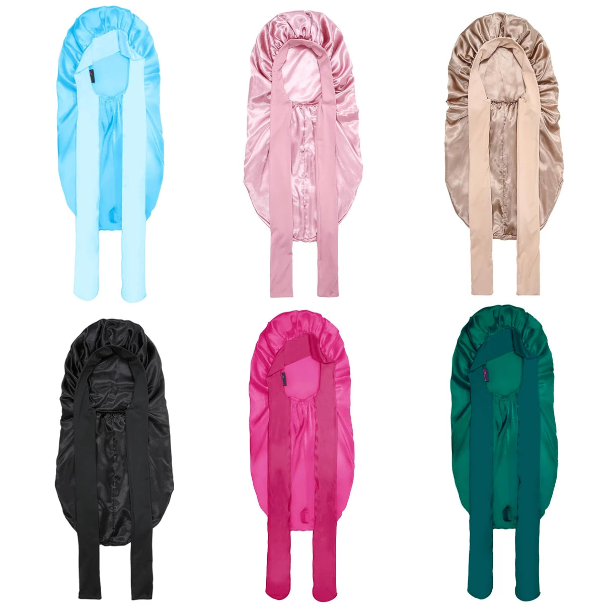 Women Bonnet Satin Sleeping Hat Long Tail Braid Hair Night Sleep Cap Head Cover Bonnets Shower Caps for Sauna Bathing Bonnet