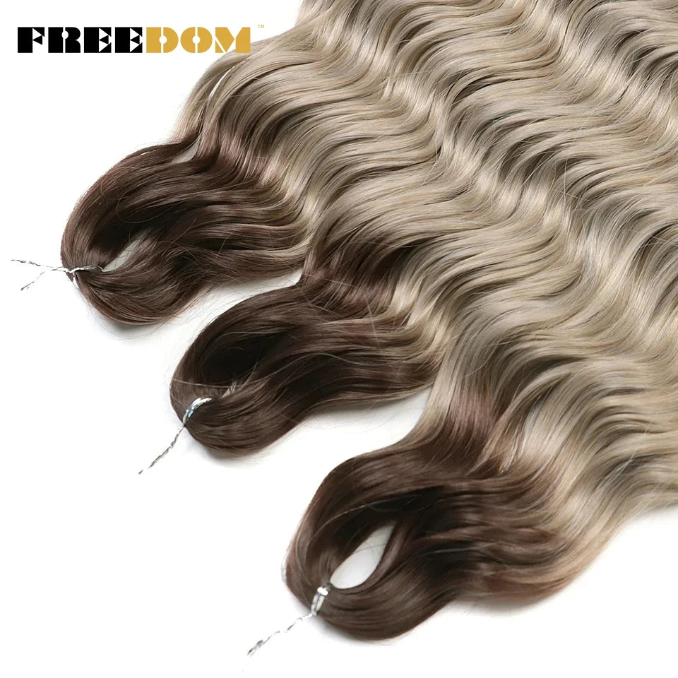 Synthetic Loose Deep Wave Braiding Hair Extensions 24 Inch Deep Curly Twist Crochet Braid Hair Ombre Blonde Brown Anna Hair