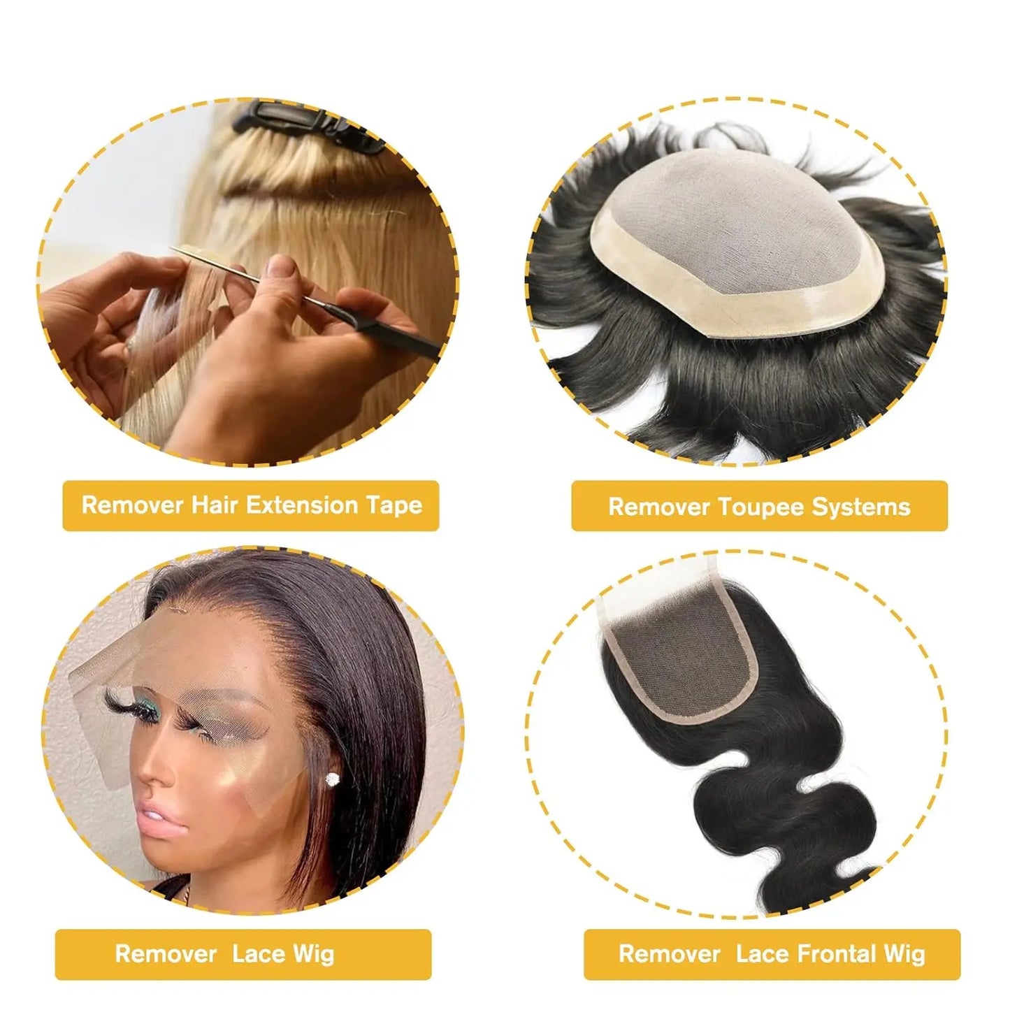 3PCSWig Glue for Front Lace Wig and Lace Glue Remover Set, Invisible Waterproof Hair Replacement Bonding Glue