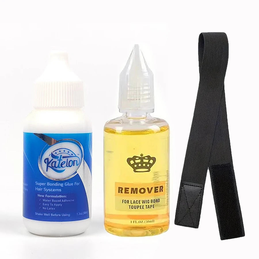 3PCSWig Glue for Front Lace Wig and Lace Glue Remover Set, Invisible Waterproof Hair Replacement Bonding Glue