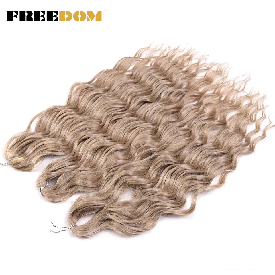 Synthetic Loose Deep Wave Braiding Hair Extensions 24 Inch Deep Curly Twist Crochet Braid Hair Ombre Blonde Brown Anna Hair