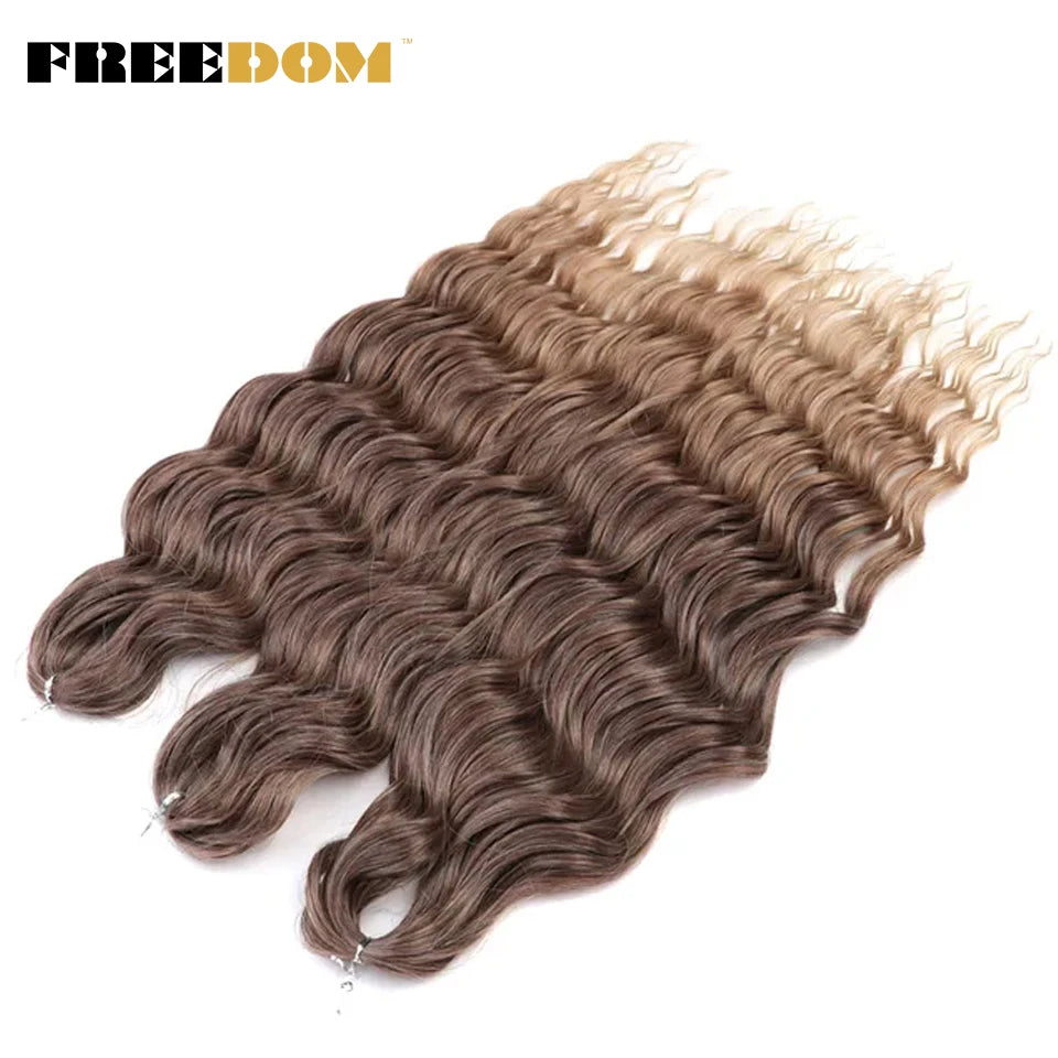 Synthetic Loose Deep Wave Braiding Hair Extensions 24 Inch Deep Curly Twist Crochet Braid Hair Ombre Blonde Brown Anna Hair