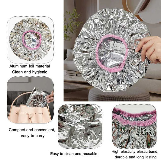 Multiple Use Hair Moisture Shower Cap Deep Conditioning Cap Aluminum Foil Hair Dye Cap Heating Cap Hair Treament Cap 3Pcs