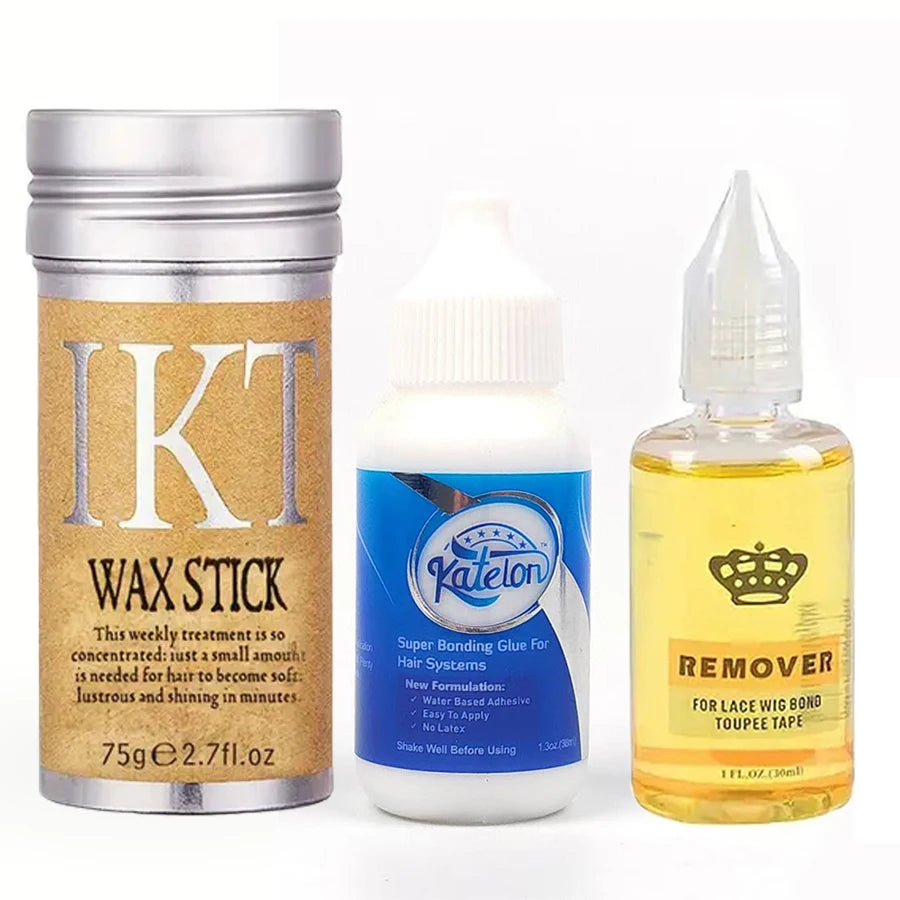 3PCSWig Glue for Front Lace Wig and Lace Glue Remover Set, Invisible Waterproof Hair Replacement Bonding Glue