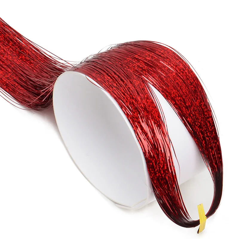 Synthetic Sparkling Shiny Tinsel Hair Extensions Colorful Holographic Hair Tinsel Glitter Fairy Hair