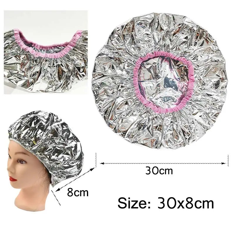 Multiple Use Hair Moisture Shower Cap Deep Conditioning Cap Aluminum Foil Hair Dye Cap Heating Cap Hair Treament Cap 3Pcs