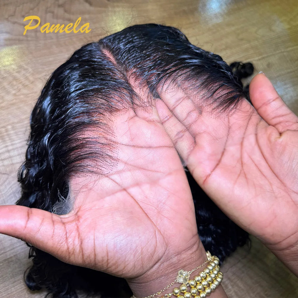 New Trend Lagos Hairline 250 Density Curly Wigs 13x6 Lace Frontal Glueless Wigs Human Hair Water Wave Pre Plucked Ready To Wear