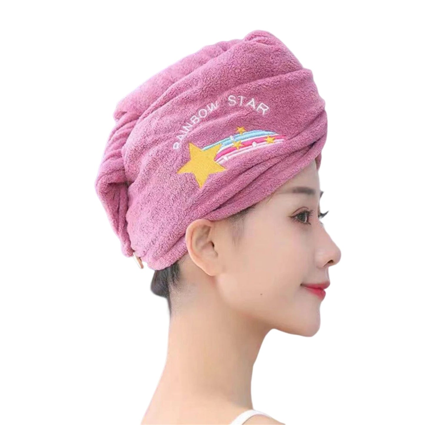 Coral Fleece Hair Towel With Cartoon Embroidery Super Absorbent Thick Soft Bath Cap For Women Men Shower Hair Drying