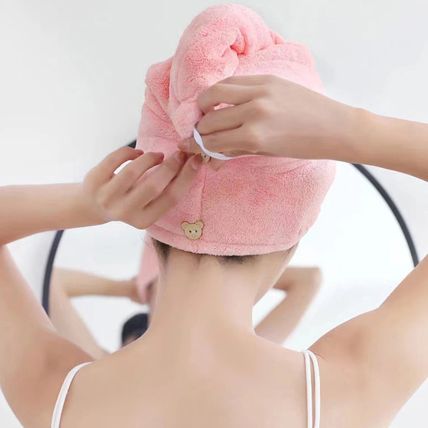 Coral Fleece Hair Towel With Cartoon Embroidery Super Absorbent Thick Soft Bath Cap For Women Men Shower Hair Drying