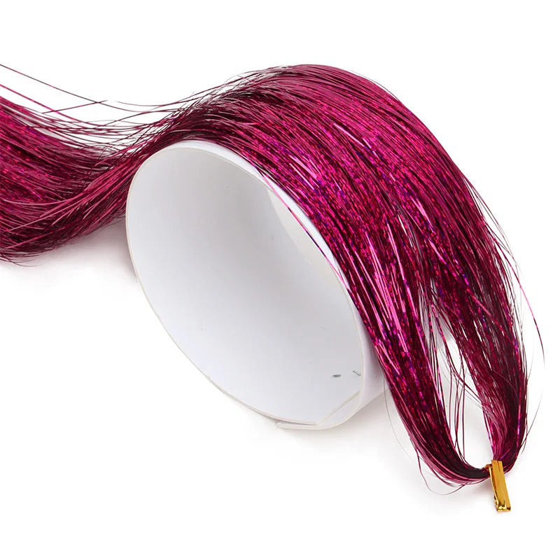 Synthetic Sparkling Shiny Tinsel Hair Extensions Colorful Holographic Hair Tinsel Glitter Fairy Hair