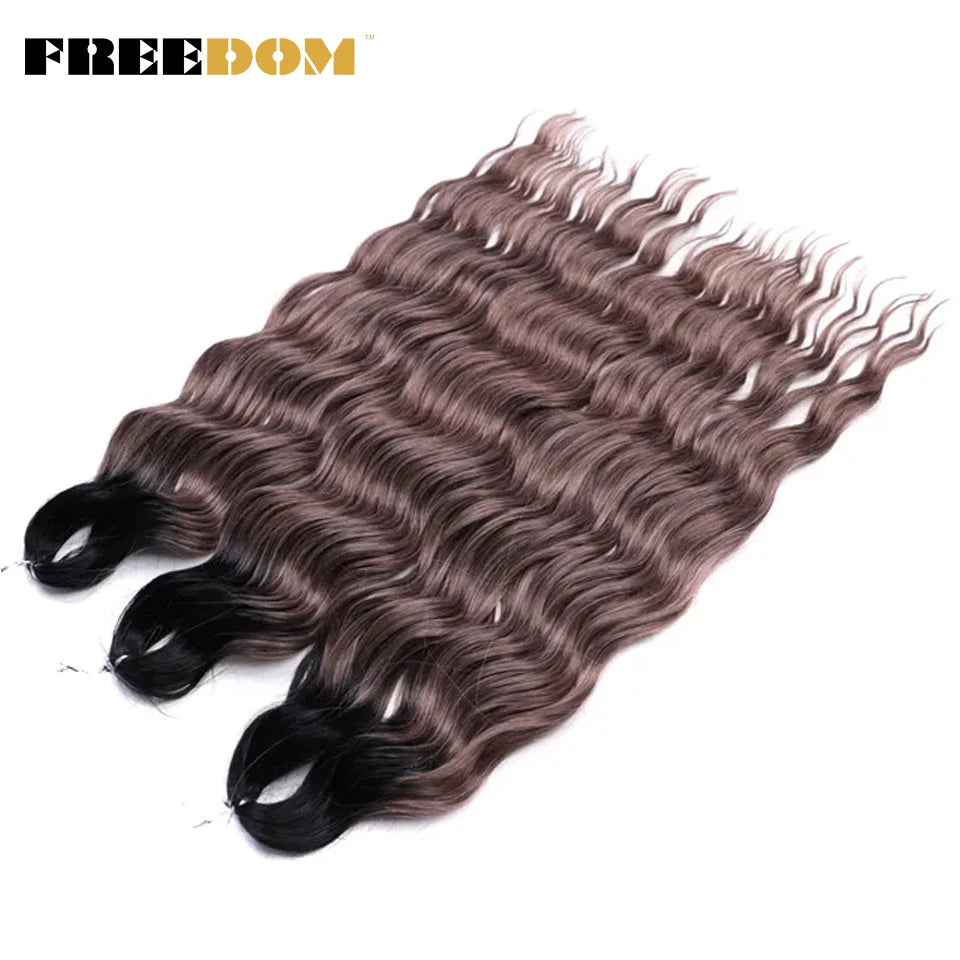 Synthetic Loose Deep Wave Braiding Hair Extensions 24 Inch Deep Curly Twist Crochet Braid Hair Ombre Blonde Brown Anna Hair