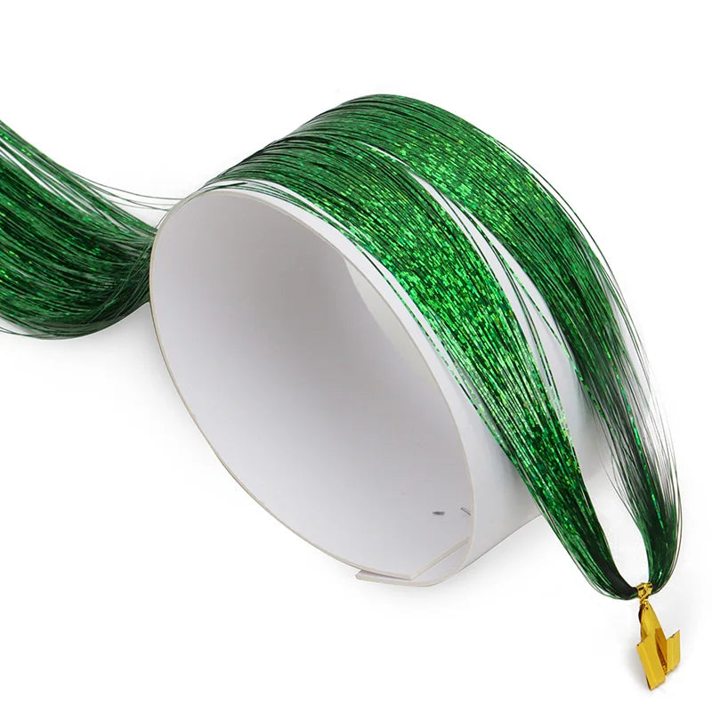 Synthetic Sparkling Shiny Tinsel Hair Extensions Colorful Holographic Hair Tinsel Glitter Fairy Hair