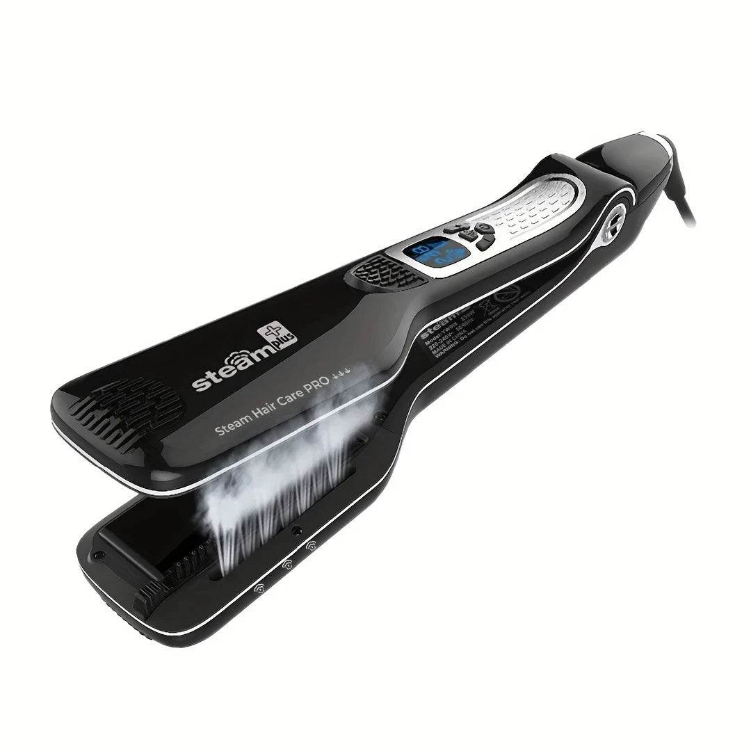 Professional Steam Hair Straightener Brush Anti-scald Negative Ion Hair Care Ceramic Wide Hair Curling Flat Plates Lcd Display