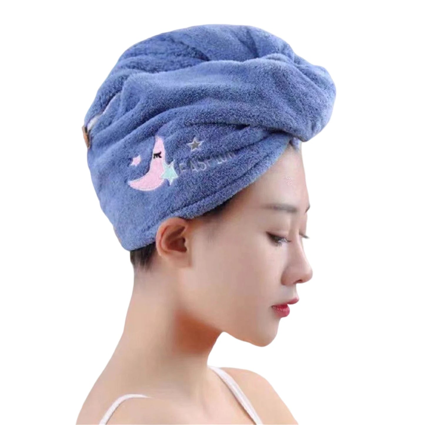 Coral Fleece Hair Towel With Cartoon Embroidery Super Absorbent Thick Soft Bath Cap For Women Men Shower Hair Drying