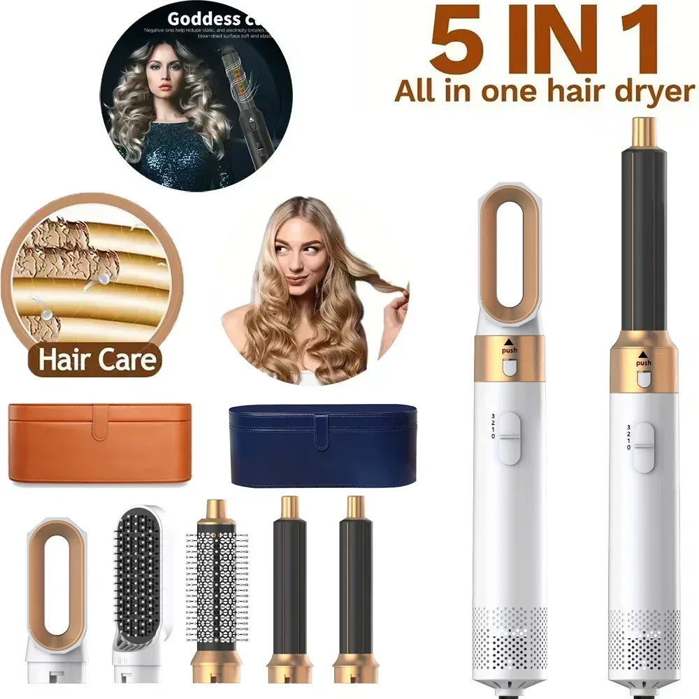 5 In 1 Hair Dryer Comb Set Professional Hot Air Styler For Hair Curling Straightening And Volumizing At Home hair straightener