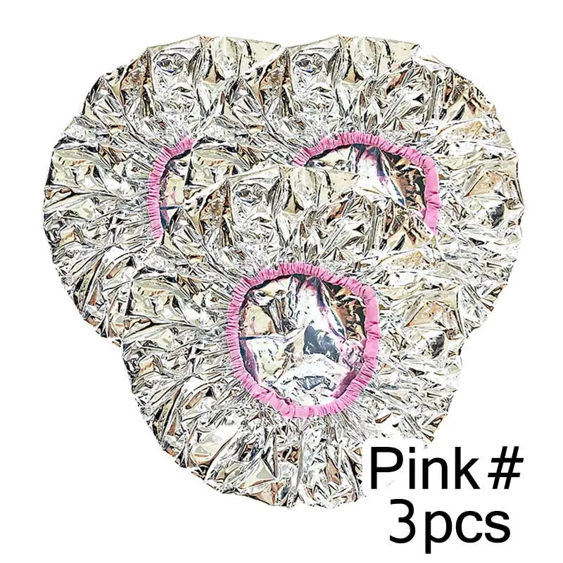 Multiple Use Hair Moisture Shower Cap Deep Conditioning Cap Aluminum Foil Hair Dye Cap Heating Cap Hair Treament Cap 3Pcs