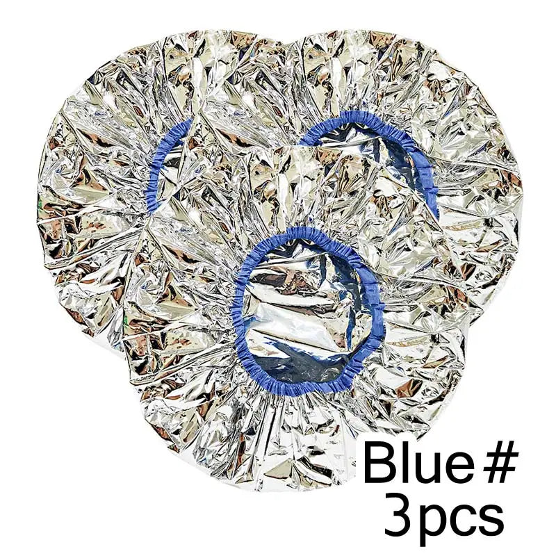 Multiple Use Hair Moisture Shower Cap Deep Conditioning Cap Aluminum Foil Hair Dye Cap Heating Cap Hair Treament Cap 3Pcs