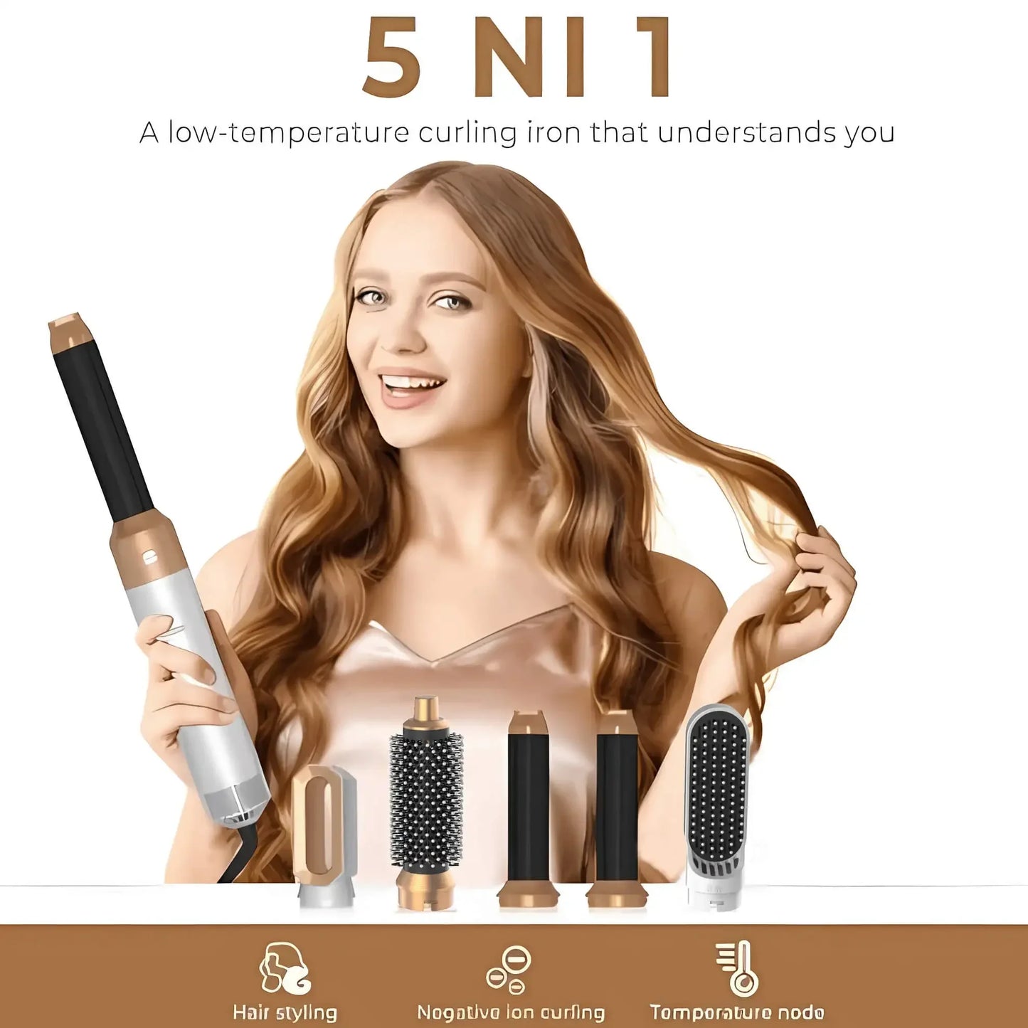 5 In 1 Hair Dryer Comb Set Professional Hot Air Styler For Hair Curling Straightening And Volumizing At Home hair straightener