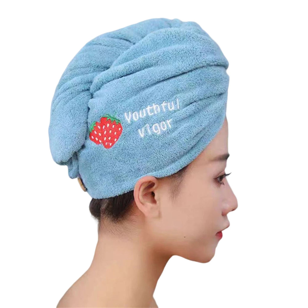 Coral Fleece Hair Towel With Cartoon Embroidery Super Absorbent Thick Soft Bath Cap For Women Men Shower Hair Drying