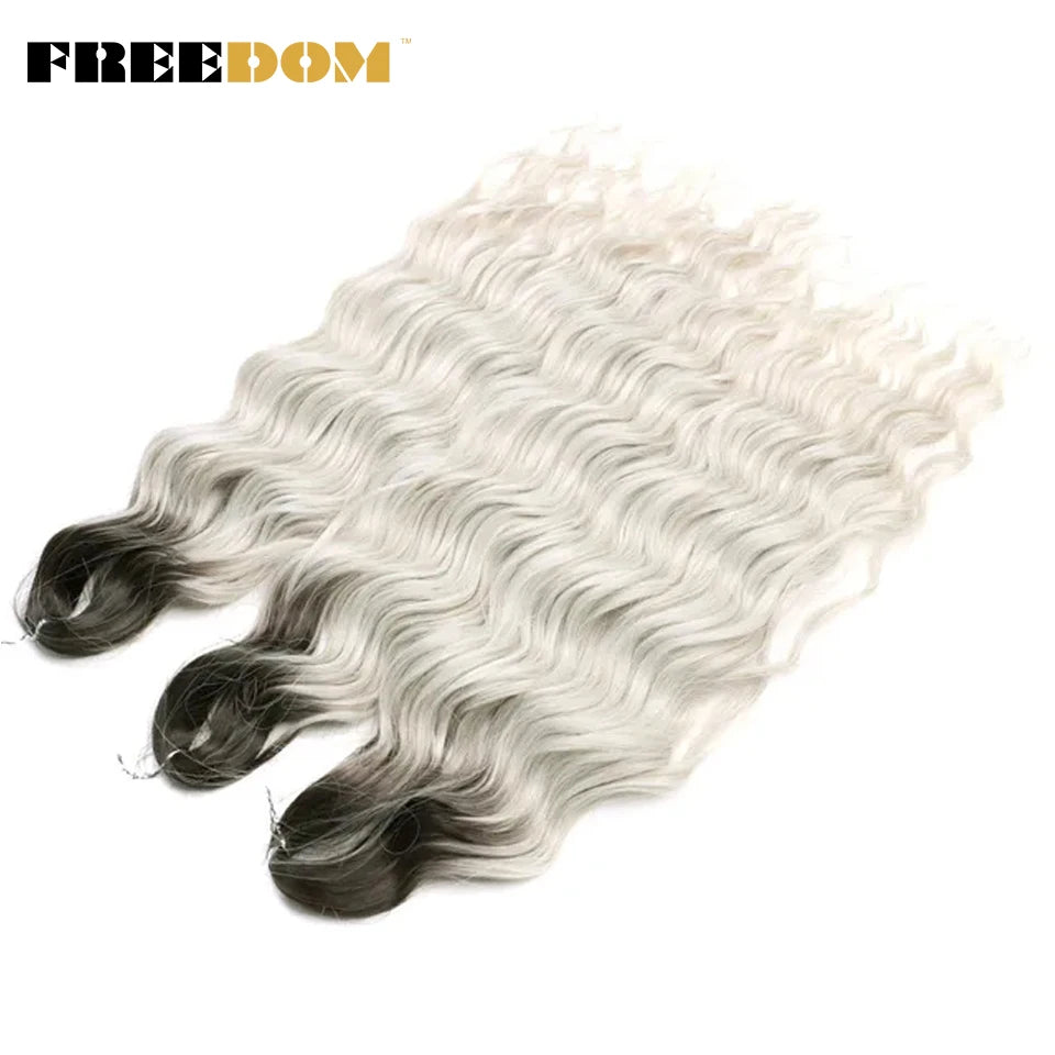 Synthetic Loose Deep Wave Braiding Hair Extensions 24 Inch Deep Curly Twist Crochet Braid Hair Ombre Blonde Brown Anna Hair
