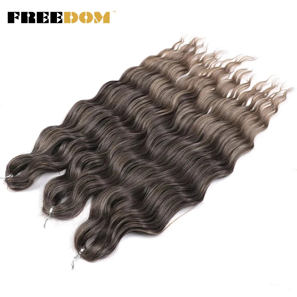Synthetic Loose Deep Wave Braiding Hair Extensions 24 Inch Deep Curly Twist Crochet Braid Hair Ombre Blonde Brown Anna Hair