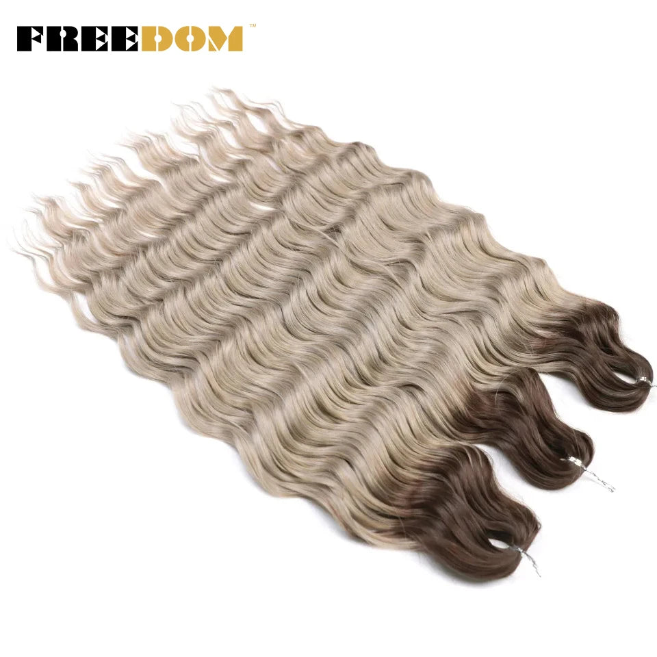 Synthetic Loose Deep Wave Braiding Hair Extensions 24 Inch Deep Curly Twist Crochet Braid Hair Ombre Blonde Brown Anna Hair