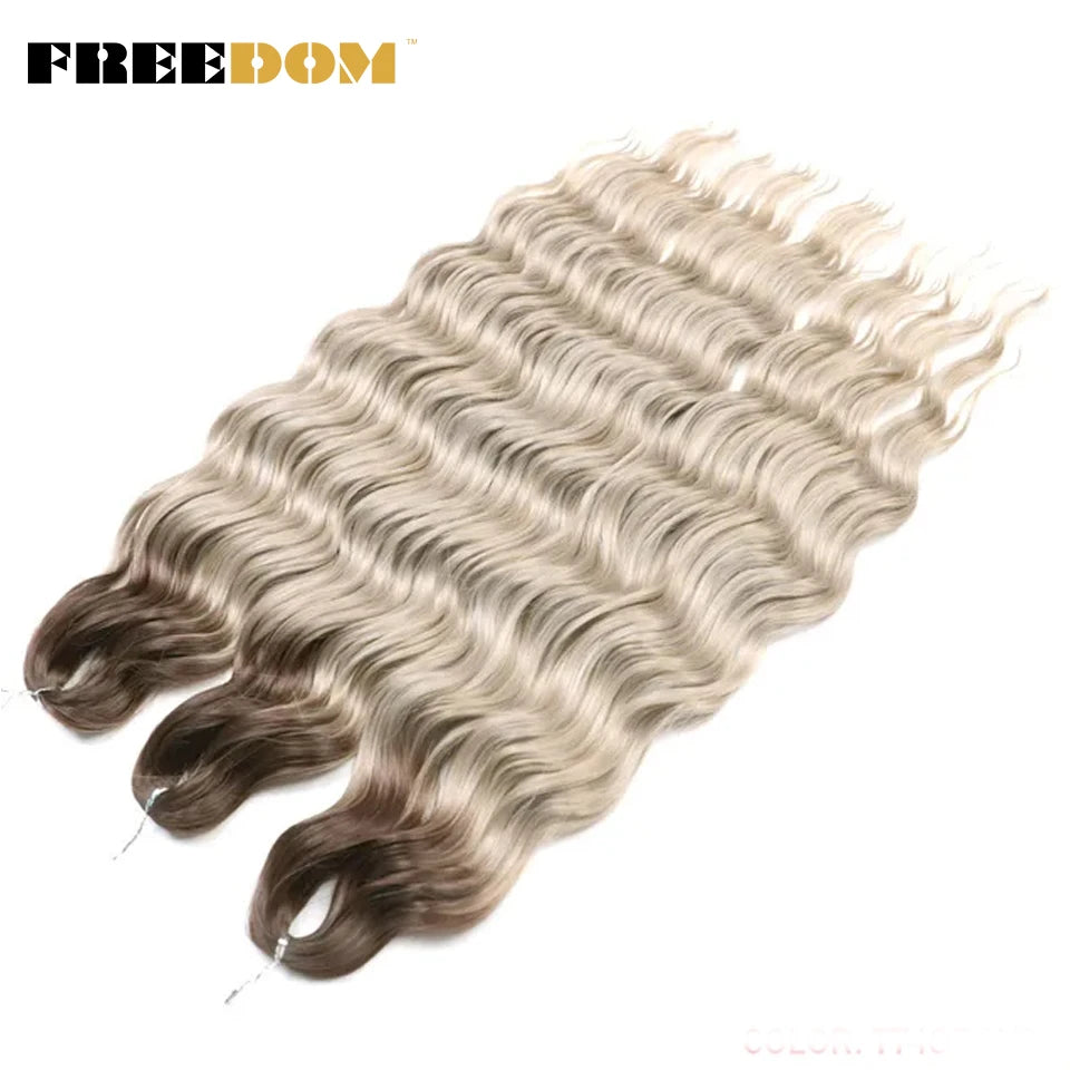 Synthetic Loose Deep Wave Braiding Hair Extensions 24 Inch Deep Curly Twist Crochet Braid Hair Ombre Blonde Brown Anna Hair