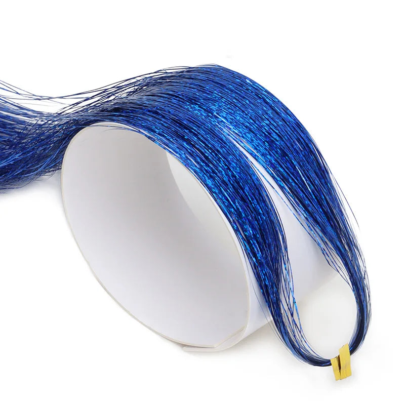 Synthetic Sparkling Shiny Tinsel Hair Extensions Colorful Holographic Hair Tinsel Glitter Fairy Hair
